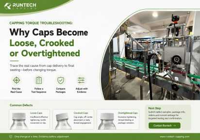 Runtech capping torque troubleshooting guide for loose, crooked and overtightened caps