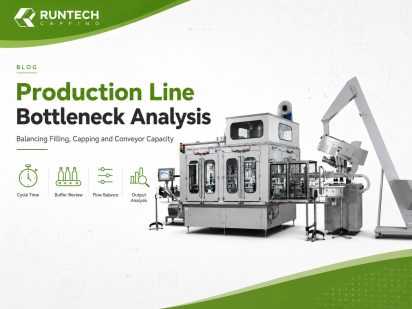 Production line bottleneck analysis for filling, capping and conveyor capacity