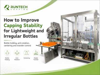 Runtech capping machine for lightweight and irregular bottle stability control