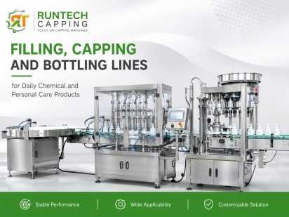 Filling, capping and bottling line for daily chemical packaging